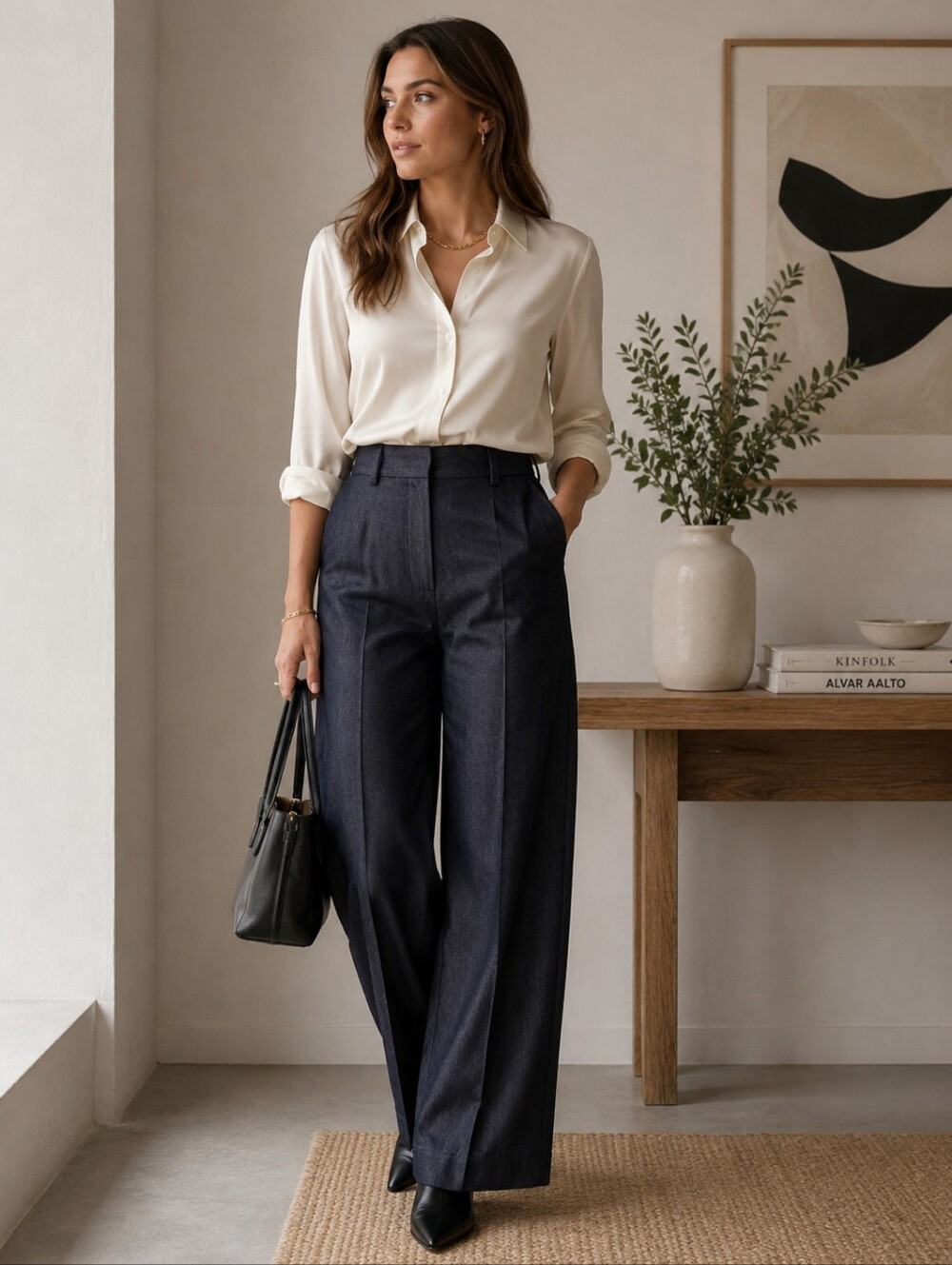 COS Wide-Leg Trousers in Navy